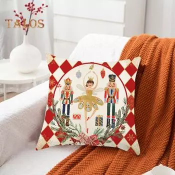 Рождественская наволочка со потайной молнией, износостойкая, моющаяся, невыцветающая, квадратная наволочка с принтом рождественской елки