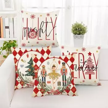 Рождественская наволочка со потайной молнией, износостойкая, моющаяся, невыцветающая, квадратная наволочка с принтом рождественской елки A
