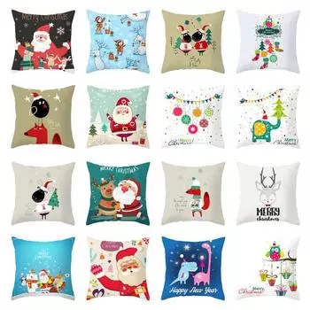 Рождественская наволочка со скрытой молнией, декоративная полиэстеровая подушка, чехол для подушки, домашний фестивальный декор для офиса