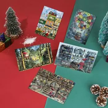 Рождественская обратная открытка Адвент-календарь Поздравительная открытка Найдите цифры обратного отсчета на 24 дня