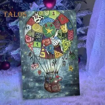 Рождественская обратная открытка Адвент-календарь Поздравительная открытка Найдите 24-дневный обратный отсчет Игровая карта Подарок для детей Семья Друзья A