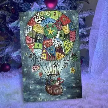 Рождественская обратная отсчета открытка Адвент-календарь Поздравительная открытка Найдите 24-дневную игру с числами обратного отсчета C