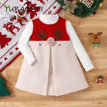 Рождественская одежда для девочек, комплект из юбки, безрукавки с рисунком оленя + трикотажный топ, комплект из двух предметов для детей 80 белый