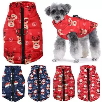 Рождественская одежда для домашних животных, куртка для собак среднего размера, водонепроницаемая мягкая куртка для щенков и кошек, жилет с милым принтом, костюм чихуахуа, праздничный подарок S