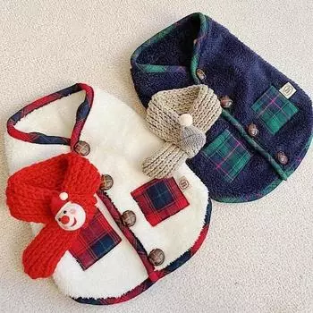 Рождественская одежда для собак, модная куртка для собак, жилет, зимнее теплое пальто для щенков, милая мягкая клетчатая куртка для кошек, одежда для чихуахуа, пальто для домашних животных XS