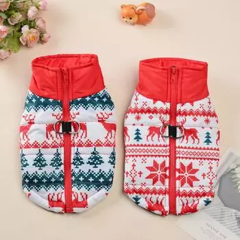 Рождественская одежда для собак, зимняя теплая куртка для маленьких собак, жилет для кошек, пальто с молнией, водонепроницаемая мягкая одежда для щенков, принадлежности для костюмов французского бульдога S