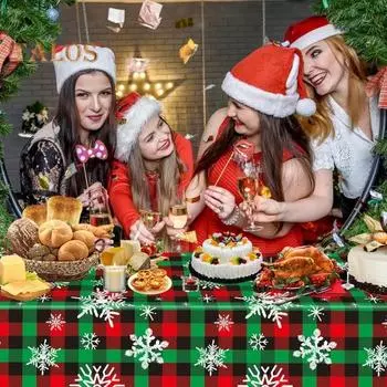 Рождественская одноразовая скатерть с изображением красного Санты, снеговика, оленя, снежинки, для домашнего декора, рождественских вечеринок в офисе B