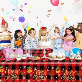 Рождественская одноразовая скатерть с изображением красного Санты, снеговика, оленя, снежинки, для домашнего декора, рождественских вечеринок в офисе
