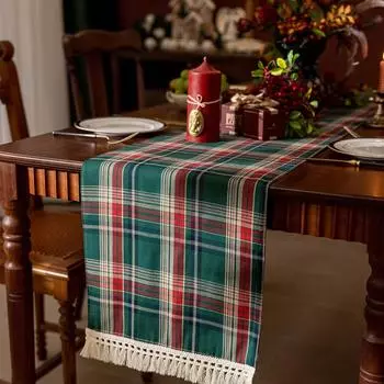 Рождественская осенняя дорожка для стола из мягкого хлопка с кисточками, плетеная макраме, украшение для домашнего стола в гостиной 35x45cm белый