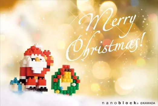 Рождественская открытка Nanoblock (Санта и венок) По горизонтали