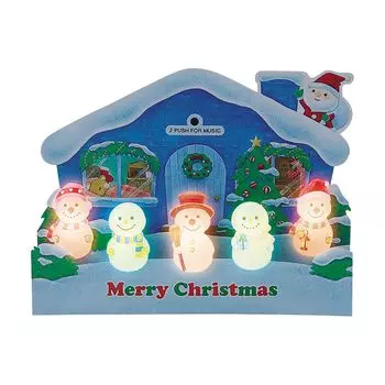 Рождественская открытка Sanrio Light Melody Card 5 3D Снеговики перед домом Поздравительная открытка 365700 & JXPM38-4