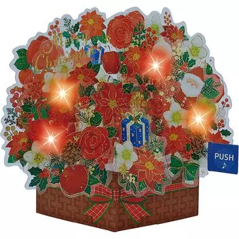 Рождественская открытка Sanrio Мелодичная открытка Прозрачная цветочная корзина Рождественская попурри из 3 песен Поздравительная открытка Возможна отправка за границу JXPM14-3 SANRIO 528013