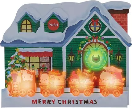 Рождественская открытка Sanrio Мелодия Персонаж Микс Трехмерный локомотив перед домом JXPM42-1 S 7442 разноцветный