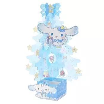 Рождественская открытка Sanrio Открытка с сообщением Cinnamoroll Прозрачный материал Поздравительная открытка с синим деревом Возможна доставка за границу JX 61-3 SANRIO 524654