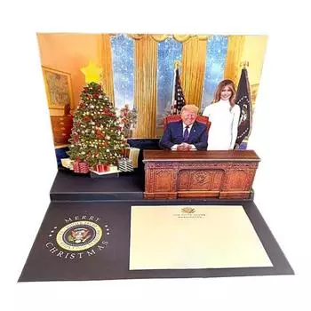 Рождественская открытка Трампа Раскладная говорящая открытка Трампа Поздравительная открытка с настоящим голосом Трампа со светом для папы, мамы, мужа, жены, поклонников Трампа 1pc