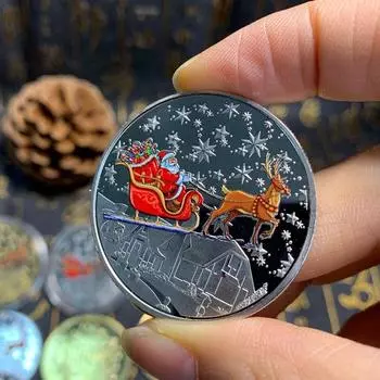 Рождественская памятная монета Санта-Клауса, сувенир, коллекционное искусство золотой