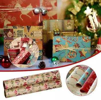 Рождественская печать Рулон крафт-бумаги Ремесла Художественная подарочная упаковка Декоративная бумага