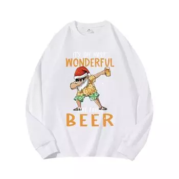 Рождественская пивная осенняя одежда с длинными рукавами из чистого хлопка, новый мужской и женский топ, весенний внутренний слой, базовая рубашка, футболка с круглым вырезом и длинными рукавами M коричневый