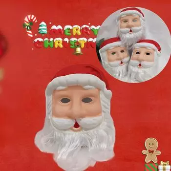Рождественская пластиковая маска Санта-Клауса с красной шапкой Санта-Клауса для взрослых, костюм Санта-Клауса, реквизит для косплея, рождественская вечеринка, карнавальная маска A2