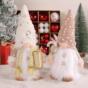 Рождественская плюшевая безликая кукла, стоящая, гном со светодиодными лампами, домашний декор, светящаяся кукла Рудольф, подарок на Рождество, Новый год