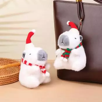 Рождественская плюшевая игрушка-брелок Capybara, мультяшная Капибара, мягкая кукла, кулон, брелок для ключей от машины, рюкзак, сумка, декор, подарок для ребенка A2