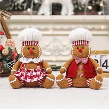 Рождественская плюшевая кукла пряничный человечек мягкая набивная рождественская кукла игрушка для праздничного декора Women