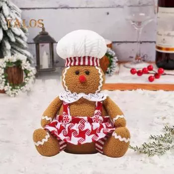 Рождественская плюшевая кукла пряничный человечек, мягкая набивная рождественская кукла, игрушка для праздничного декора, сидящая пряничная игрушка для девочки и мальчика, для дверной книжной полки Men