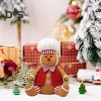 Рождественская плюшевая кукла пряничный человечек, мягкая набивная рождественская кукла, игрушка для праздничного декора, сидящая пряничная игрушка для девочки и мальчика, для дверной книжной полки Men