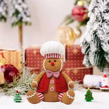 Рождественская плюшевая кукла пряничный человечек, мягкая набивная рождественская кукла, игрушка для праздничного декора, сидящая пряничная игрушка для девочки и мальчика, для дверной книжной полки Men
