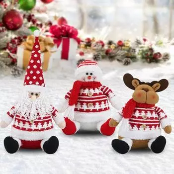 Рождественская плюшевая кукла, сидящая Санта-Клаус, лось, снеговик, мягкая игрушка, украшение для рождественской вечеринки, украшение для домашнего офиса, стола A