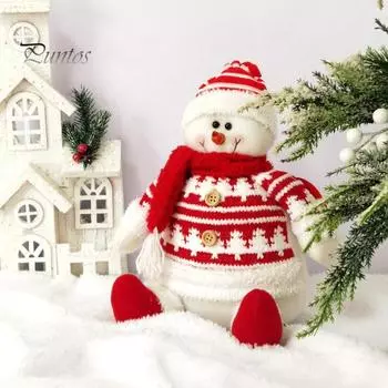 Рождественская плюшевая кукла, сидящая Санта-Клаус, лось, снеговик, мягкая игрушка, украшение для рождественской вечеринки, украшение для домашнего офиса, стола A