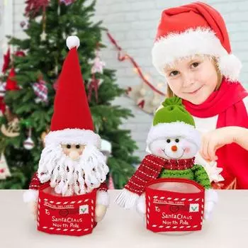 Рождественская плюшевая кукла-снеговик Санта-Клаус с маленьким мешочком, многоцелевое украшение рождественского стола для домашней праздничной вечеринки Santa Claus