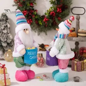 Рождественская плюшевая кукла, украшение, стоящая фигурка снеговика Санты, центральный элемент праздничного стола для домашнего декора Xmas Santa Claus