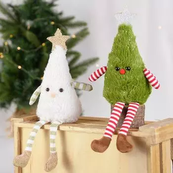 Рождественская плюшевая кукла, украшения, милая длинная ножка, подвесная елка, Навидад Натал, украшение для дома, новогодние подарки для детей белый
