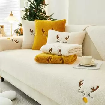 Рождественская плюшевая подушка для дивана с ягненком, зимняя утолщенная нескользящая простая подушка, шарф 70*70cm