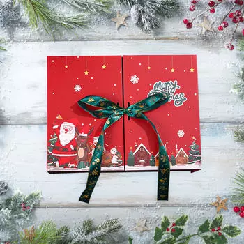 Рождественская подарочная коробка, декоративная упаковка с атласной лентой, многоразовый праздничный подарок на год Small