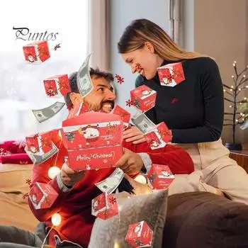 Рождественская подарочная коробка Взрыв для денег Складной прыгающий конверт Сюрприз Подарочный держатель DIY Взрывная подарочная коробка для денег на день рождения Годовщину Валентина C красный