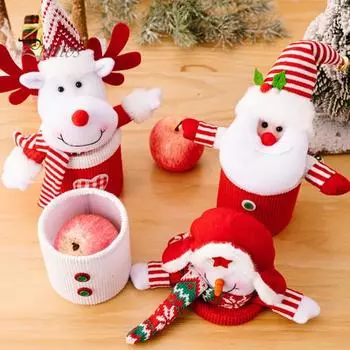 Рождественская подарочная коробка, вязаный милый Санта-Клаус, снеговик, кукла-Лось, подарок, печенье, лакомство, закуска, контейнер для конфет, сувениры для рождественской вечеринки Snowman