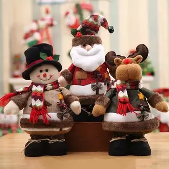 Рождественская подставка для куклы Снеговик Санта Клаус Льняной детский подарок для дома 34x20 см 2