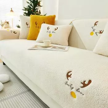 Рождественская подушка для дивана из овечьей шерсти, зимняя утолщенная нескользящая скандинавская простая подушка для сиденья 70*70cm