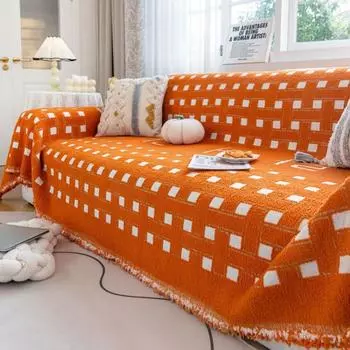 Рождественская подушка для дивана с принтом в клетку, двухсторонний чехол для дивана, защитный чехол для дивана из синели для гостиной 180X130