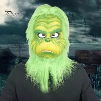 Рождественская подушка для лица, реалистичная латексная зеленая повязка на голову, костюм Санта-Клауса для косплея, аксессуары для рождественской вечеринки для взрослых и подростков B