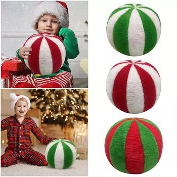 Рождественская подушка Веселая полосатая подушка Круглая подушка Праздничное украшение Подушка для дивана One Size
