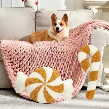 Рождественская подушка Yousheng в форме конфетного домика, контрастного цвета, для украшения дивана, кровати, автомобиля, подушки для новогодней вечеринки, реквизит для фотографий, офисное украшение B