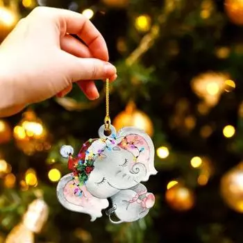 Рождественская подвеска акриловая шапка Санты украшение в виде животного праздничное подвесное украшение для елочной гирлянды брелок 5