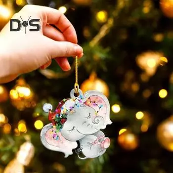 Рождественская подвеска акриловая шапка Санты украшение в виде животного праздничное подвесное украшение для елочной гирлянды брелок 1