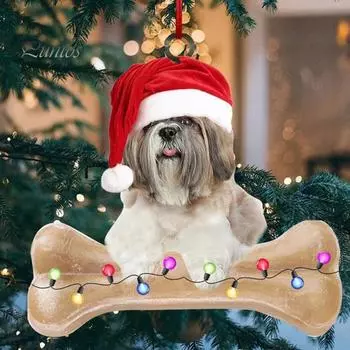Рождественская подвеска акриловая шапка Санты украшение в виде животного праздничное подвесное украшение для елочной гирлянды брелок 2