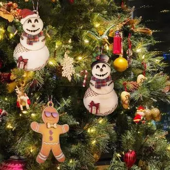 Рождественская подвеска из дерева, своими руками, снеговик, пряничный человечек, праздничное подвесное украшение для рождественской елки, каминная полка A