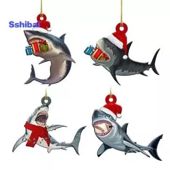 Рождественская подвеска в виде акулы, легкая креативная рождественская елка, подвесное украшение в виде акулы для украшения дома C