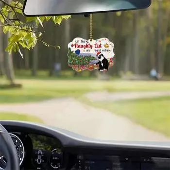 Рождественская подвеска в виде кота, мультяшный кот с украшением в виде шапки Санты, 2D, плоское акриловое украшение на рождественскую елку, подарок в виде кота для дома, автомобиля, елки, декора D